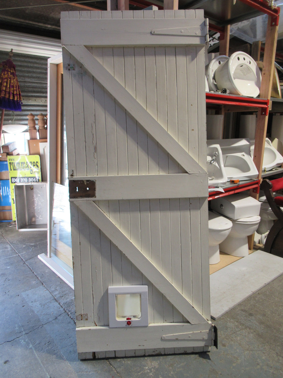 Exterior T & G Door with Cat Flap 2050Hx 810W