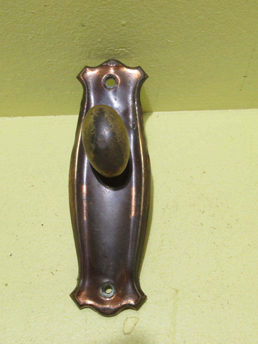 Bungalow Copper & Brass Door Handle   Copper Plate 120L x 40W/Brass Knob 30L x 20W x 30H