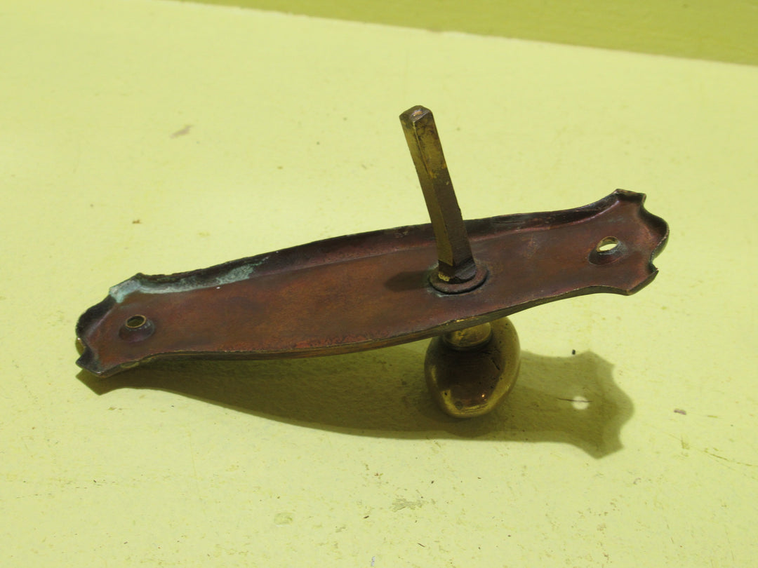 Bungalow Copper & Brass Door Handle   Copper Plate 120L x 40W/Brass Knob 30L x 20W x 30H