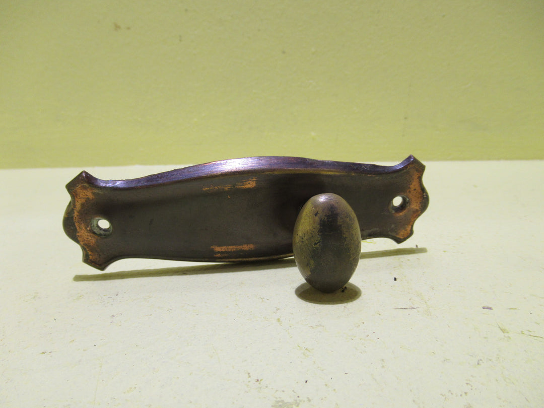 Bungalow Copper & Brass Door Handle   Copper Plate 120L x 40W/Brass Knob 30L x 20W x 30H