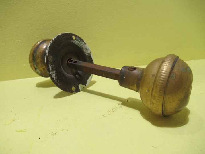 Brass Wide Ribbed Hollow Pressed Knob Set no Rose  170L x 45D