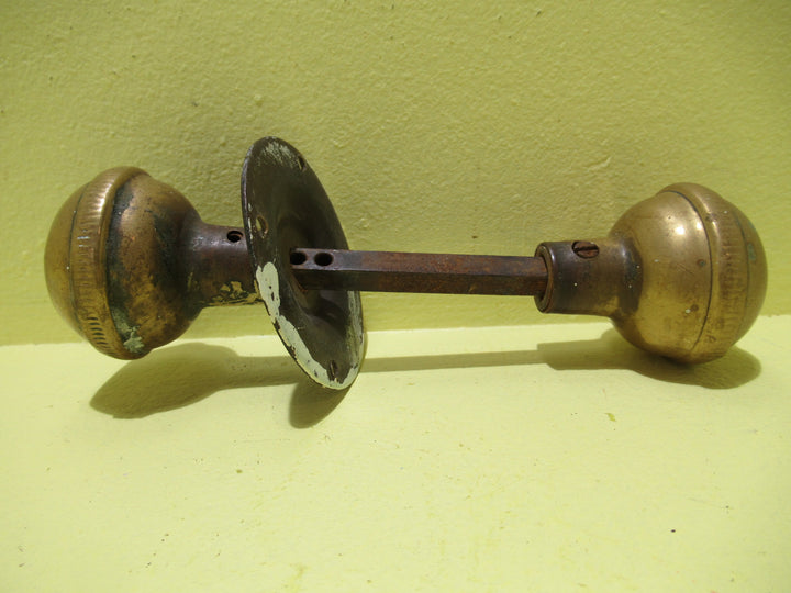 Brass Wide Ribbed Hollow Pressed Knob Set no Rose  170L x 45D