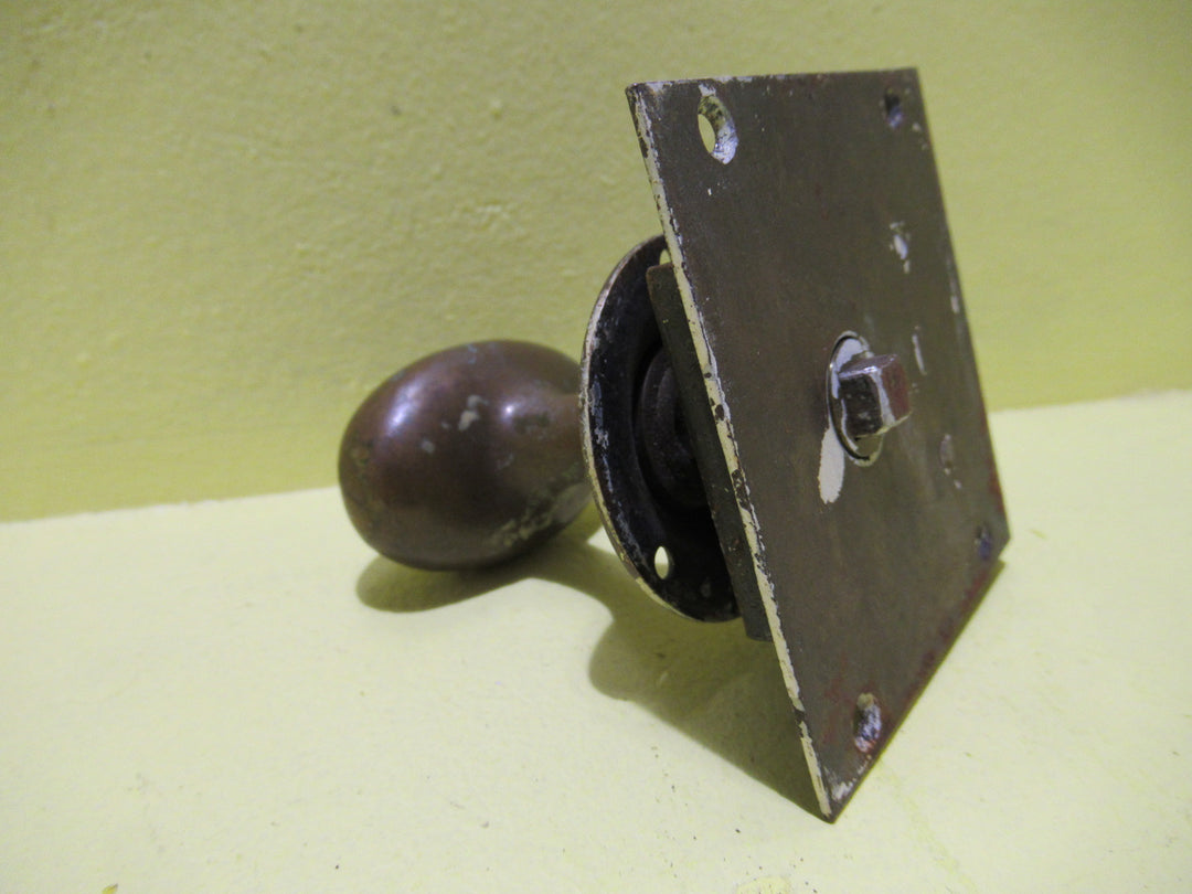 Hallway Door Brass Oval Knob with Lock 73H x 20W x 75D/Knob 60H x 55-35W