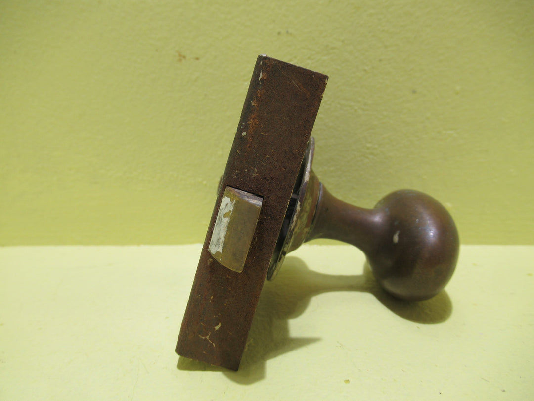 Hallway Door Brass Oval Knob with Lock 73H x 20W x 75D/Knob 60H x 55-35W