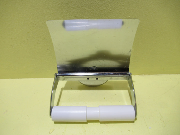 Chrome Toilet Roll Holder with Covering Lid 130W x 120D x 65H