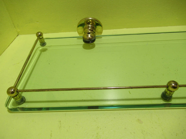 Brass Trim Glass Shelf with 2 Brackets 600W x 150D