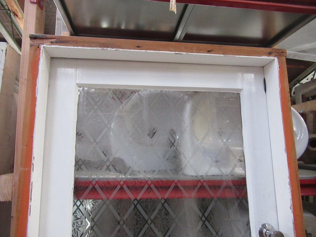 1 Lite Etched Diamond with Leaf Pattern Door in Frame 2070H x 930W x 130D/Door  1980H x  860W x 45D