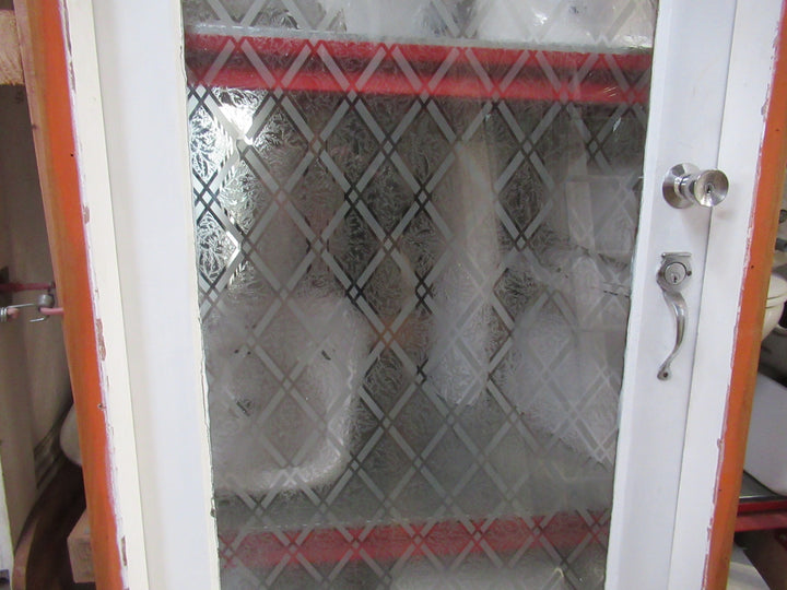 1 Lite Etched Diamond with Leaf Pattern Door in Frame 2070H x 930W x 130D/Door  1980H x  860W x 45D