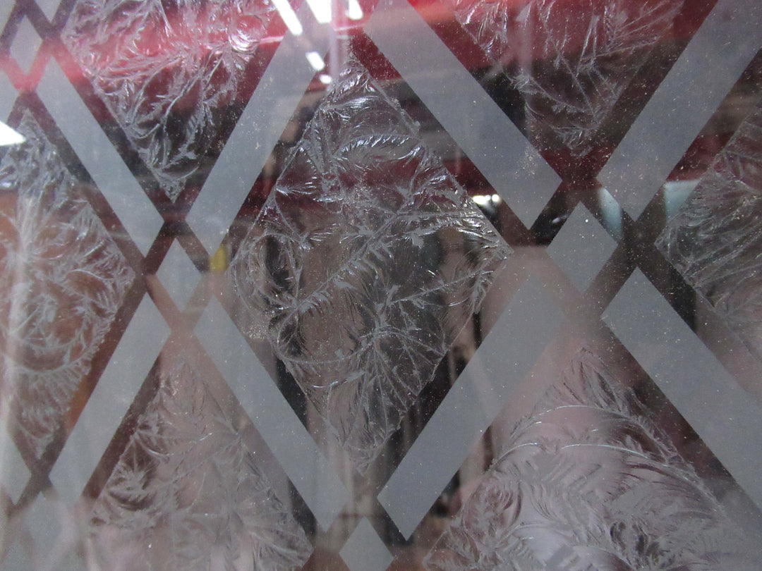 1 Lite Etched Diamond with Leaf Pattern Door in Frame 2070H x 930W x 130D/Door  1980H x  860W x 45D