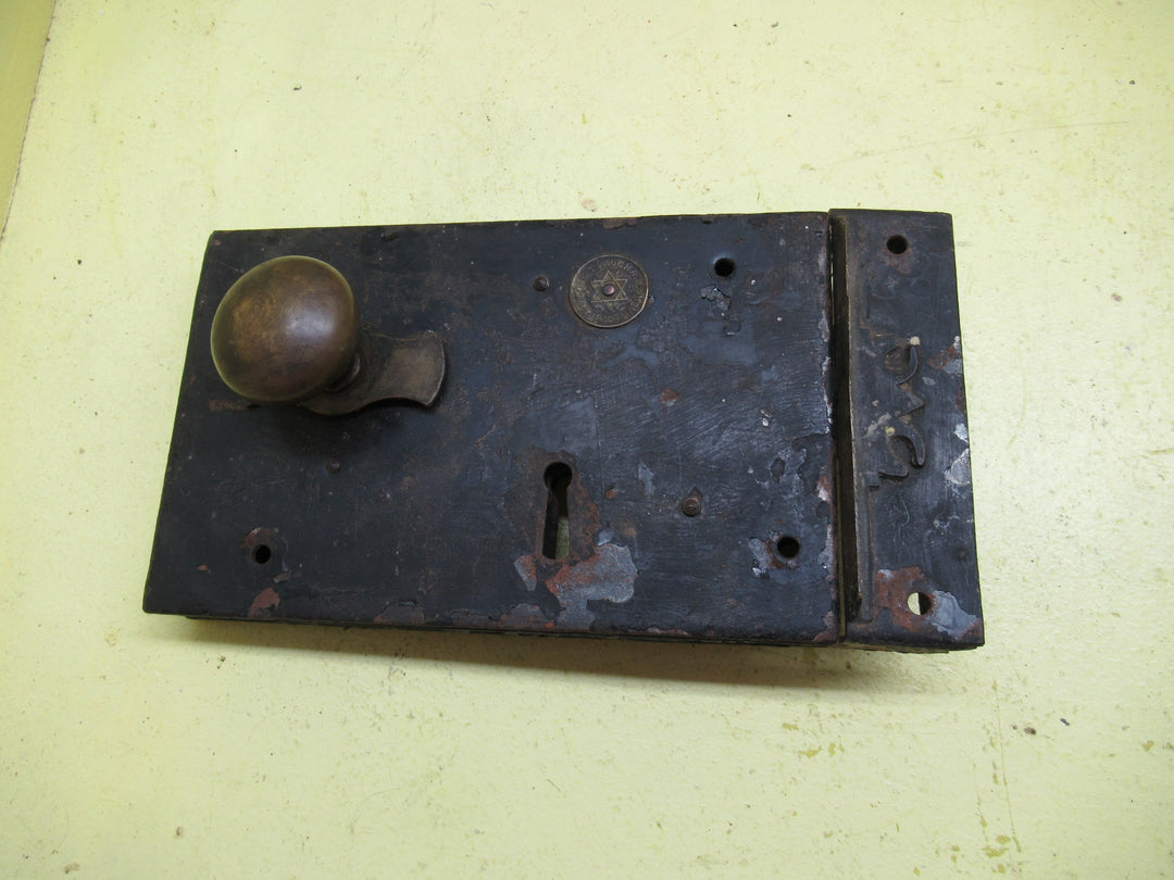 H & T Vaughan Manufacturer Vintage Box Lock with Pull Knob & Keep 230-270W x 140H x 30D