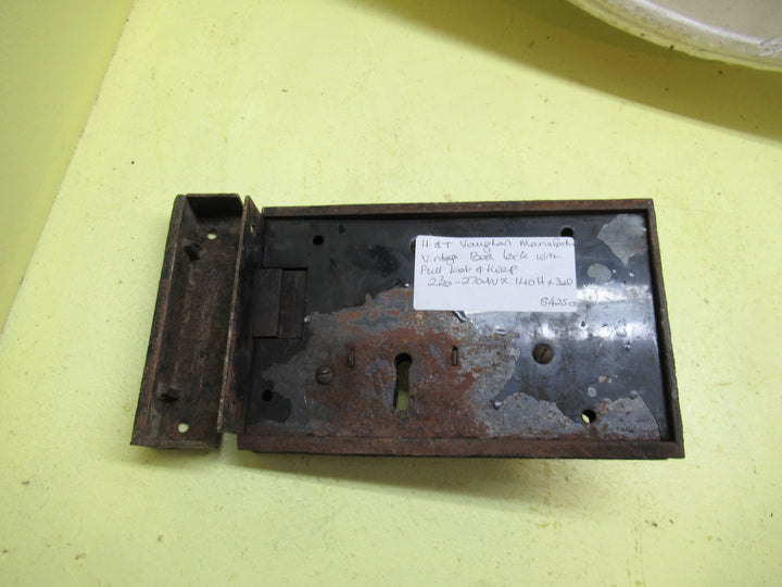 H & T Vaughan Manufacturer Vintage Box Lock with Pull Knob & Keep 230-270W x 140H x 30D