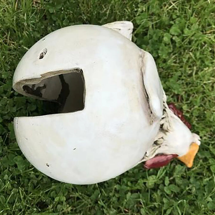 Chicken Sitting on Fence Decor Garden Statues for Fences Rooster Wall Art Yard Sculptures Farm Patio Lawn Decoration