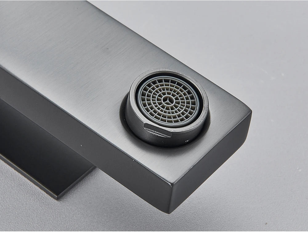 Brushed Nickel Basin Faucet Black Bathroom Faucet Deck Mounted Basin Sink Tap Mixer Hot & Cold Water Stainless Steel Faucet