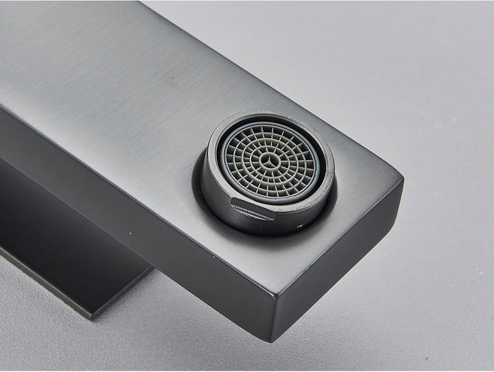 Brushed Nickel Basin Faucet Black Bathroom Faucet Deck Mounted Basin Sink Tap Mixer Hot & Cold Water Stainless Steel Faucet