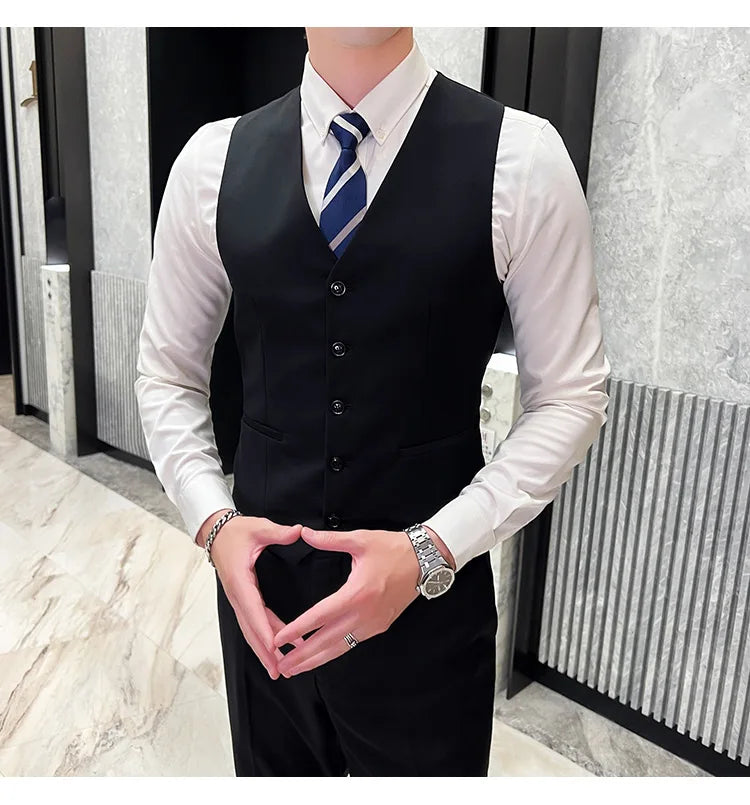 High Quality Business Casual Wedding (suit + Vest + Trousers) 2024 New Fashion Banquet Handsome Men's 3-piece Set  S-6XL