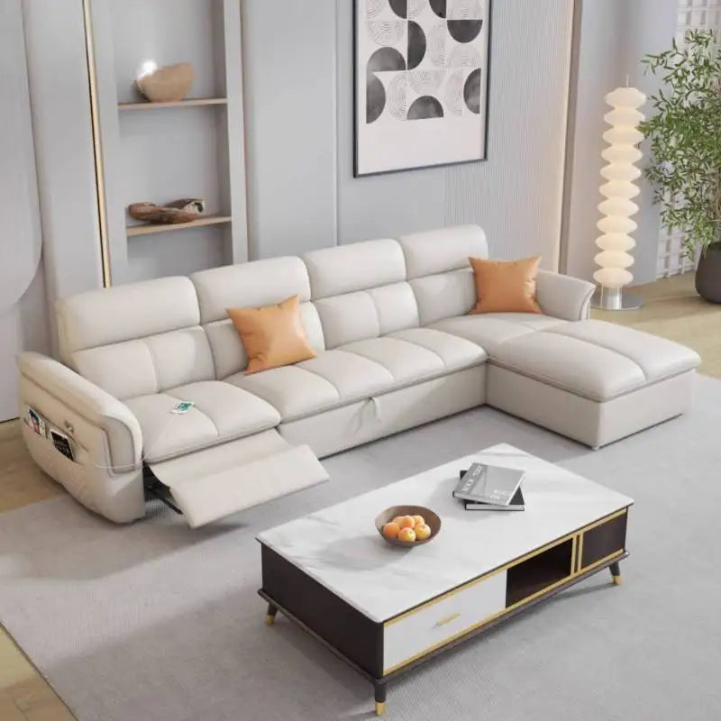 Cozy Genuine Leather Sofa Modern Designer Electric Reclining Lounge Sofa