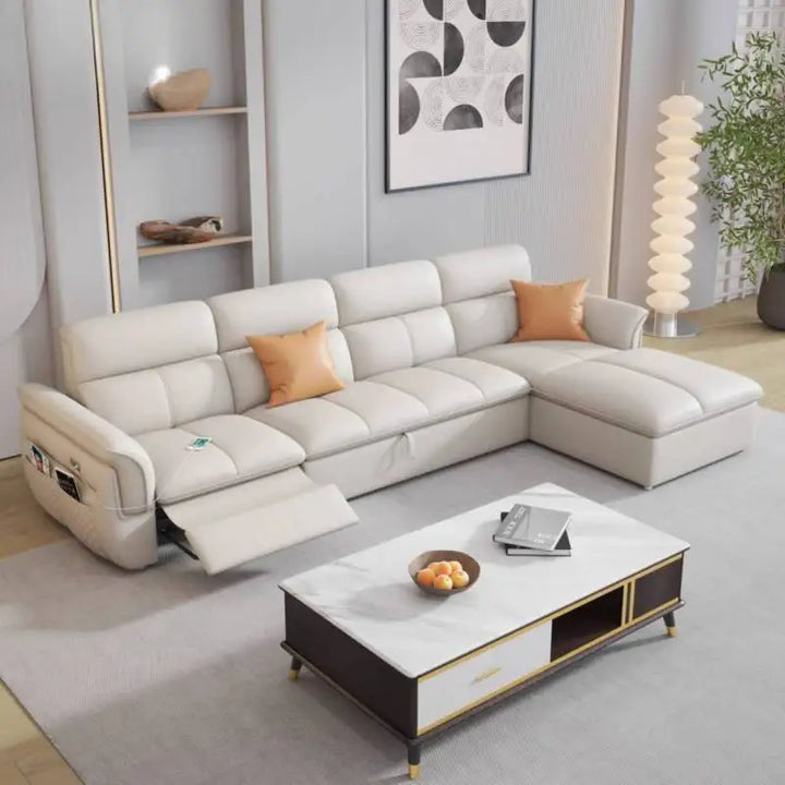 Cozy Genuine Leather Sofa Modern Designer Electric Reclining Lounge Sofa