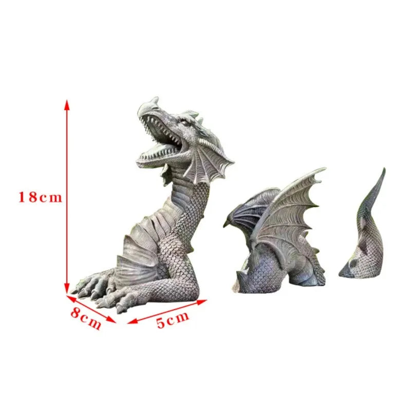 Dragon Resin Lawn Sculpture Gothic Fantasy Character Art Garden