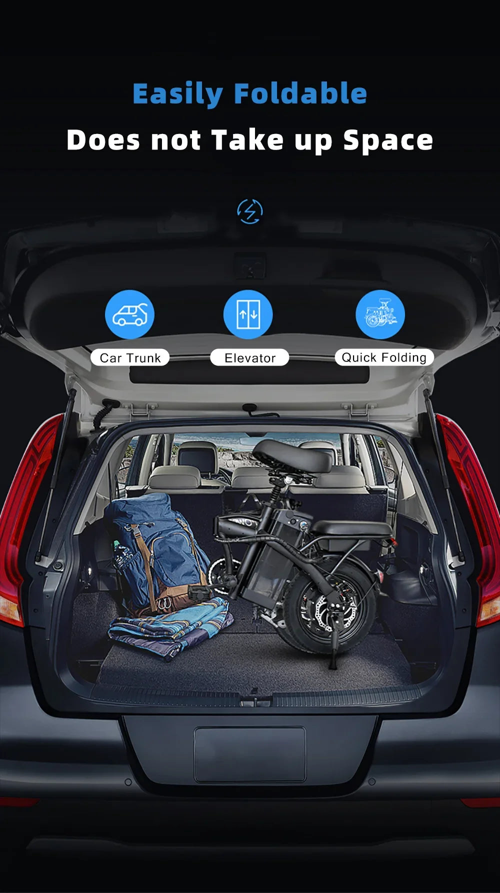 DEEPOWER K300 Electric Bike 400W 48V 30AH Adult Folding Electric Bicycle With Basket Mini Ebike for Urban Commuter Man Woman