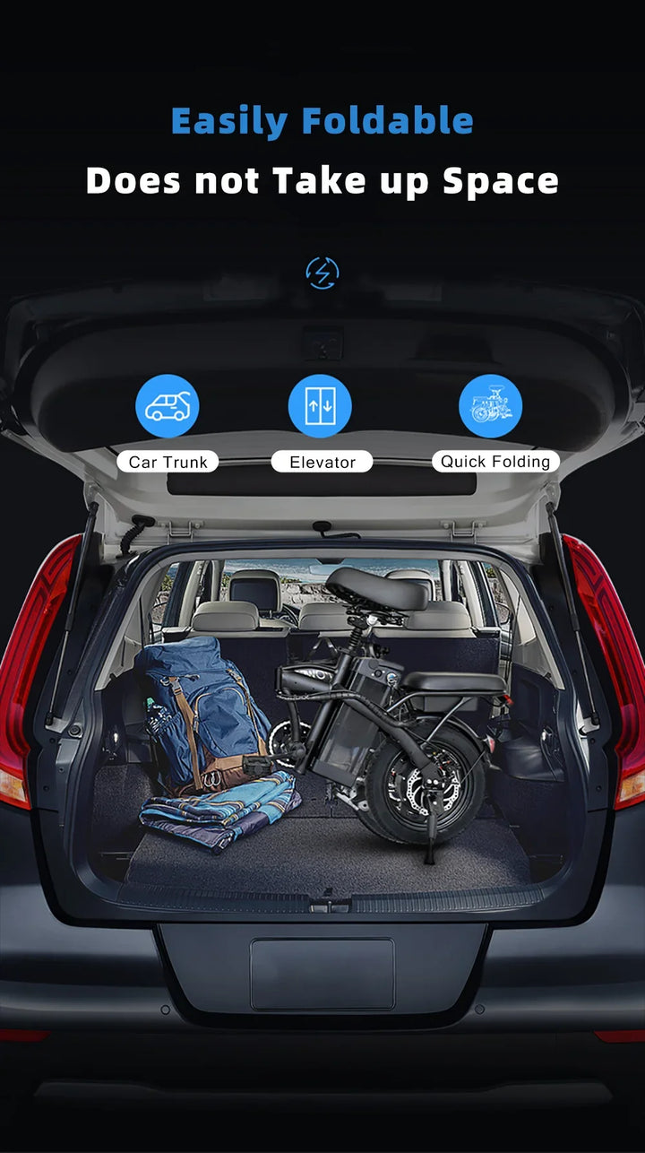 DEEPOWER K300 Electric Bike 400W 48V 30AH Adult Folding Electric Bicycle With Basket Mini Ebike for Urban Commuter Man Woman