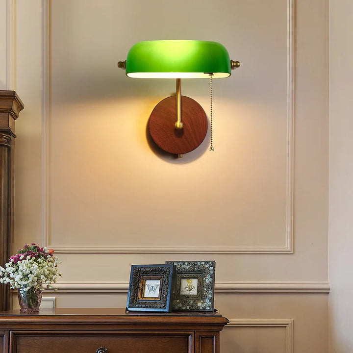 Retro Wall Lamp Entrance Courtyard Entrance Living Room Corridor Hotel Green Glass Cover Atmosphere Sconce
