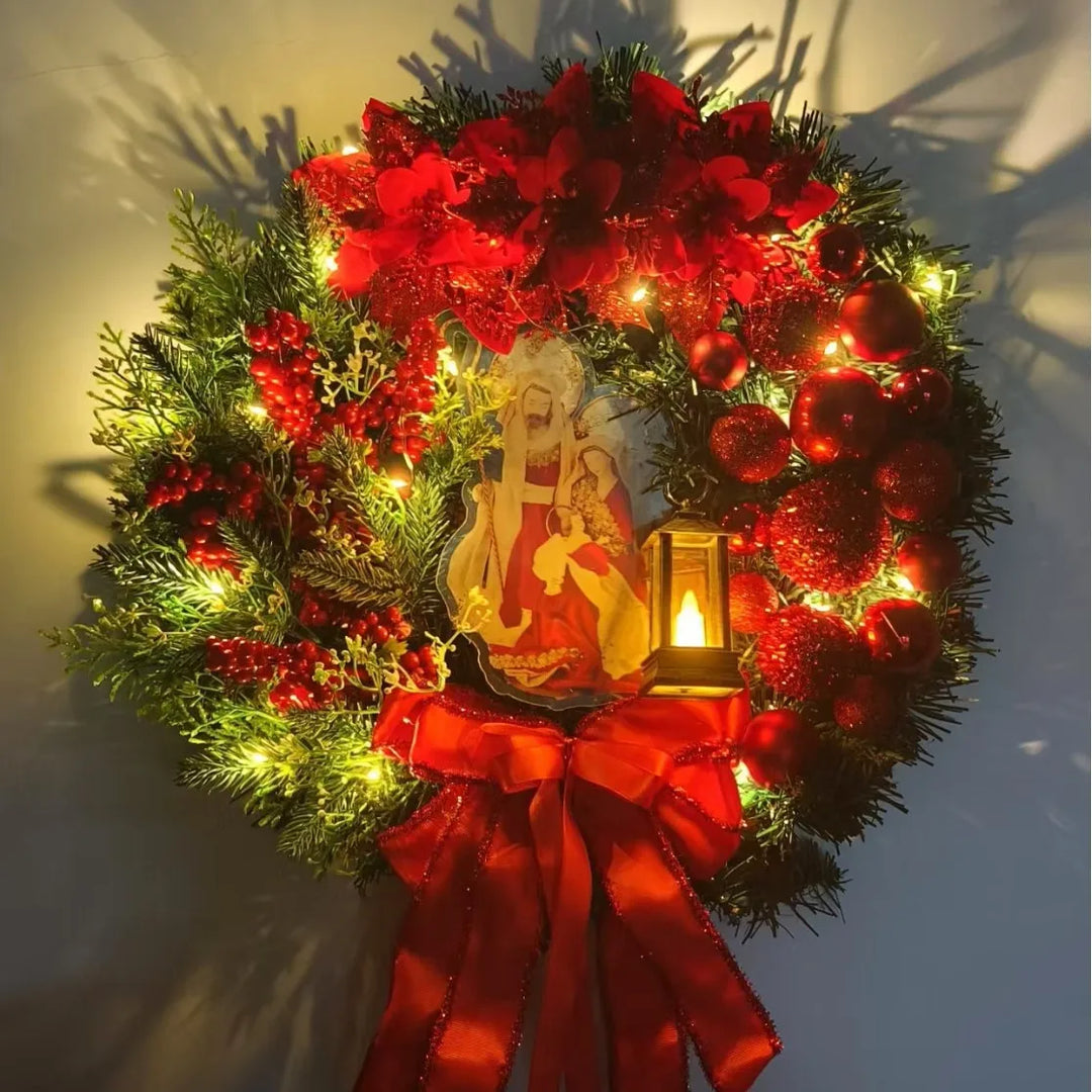 Christmas Wreath for Front Door Red Gold Window Wall Door Decorations 2025 Christmas Garland Ornament