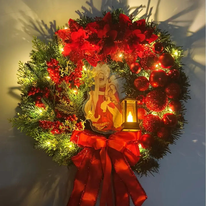 Christmas Wreath for Front Door Red Gold Window Wall Door Decorations 2025 Christmas Garland Ornament