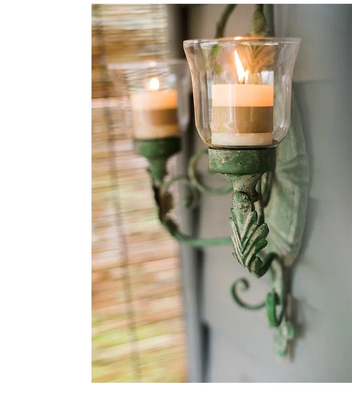 Juhan-Wall Hanging Candlestick, Wind Lamp, Retro Iron Art, Renovation Decoration, Grocery, Garden, Courtyard, French Style