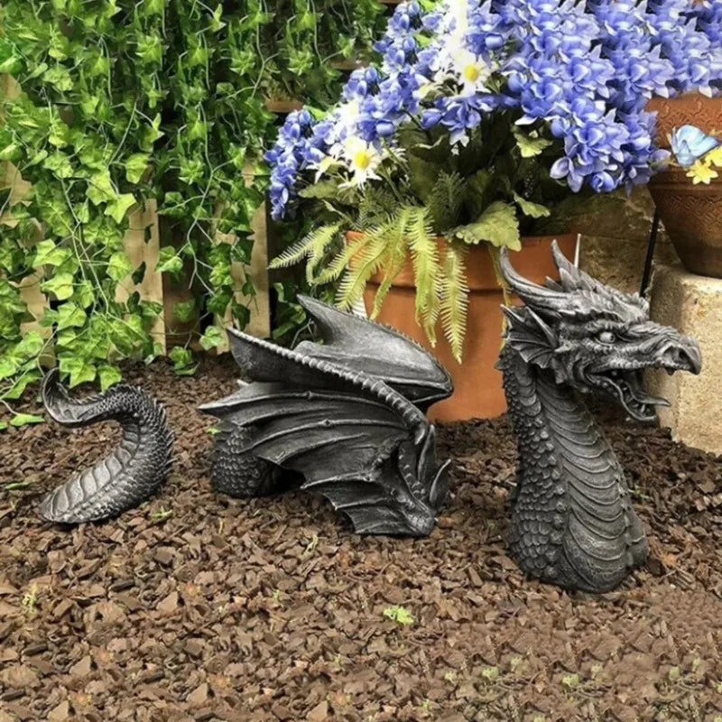 Dragon Resin Lawn Sculpture Gothic Fantasy Character Art Garden