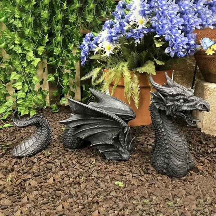 Dragon Resin Lawn Sculpture Gothic Fantasy Character Art Garden
