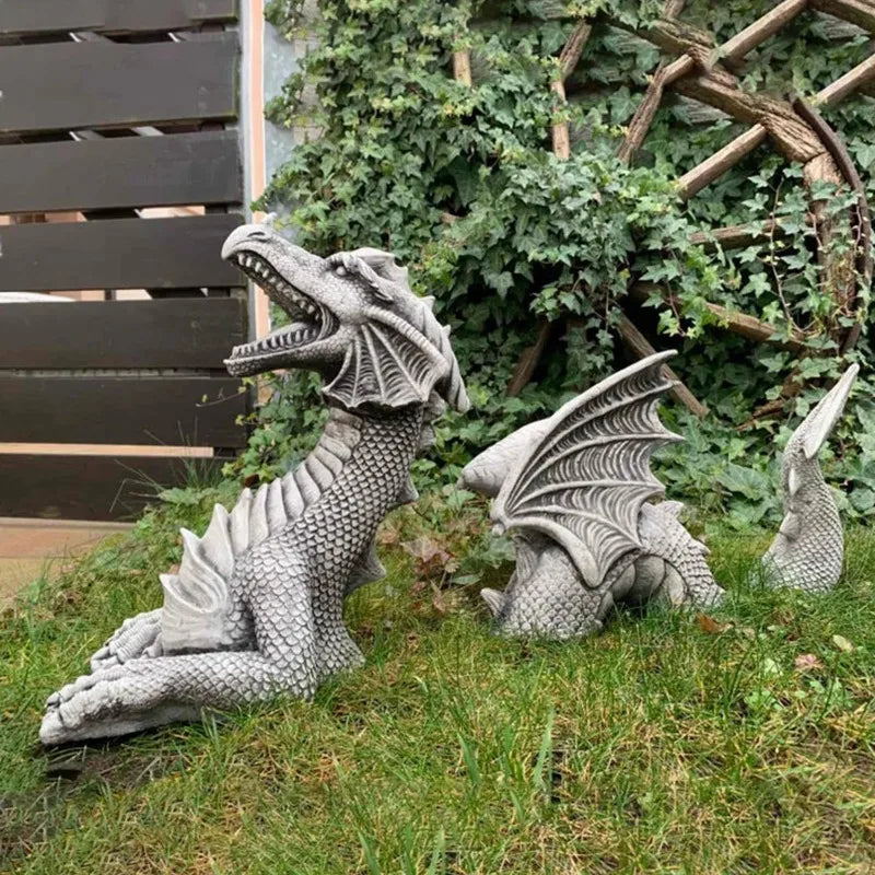 Dragon Resin Lawn Sculpture Gothic Fantasy Character Art Garden