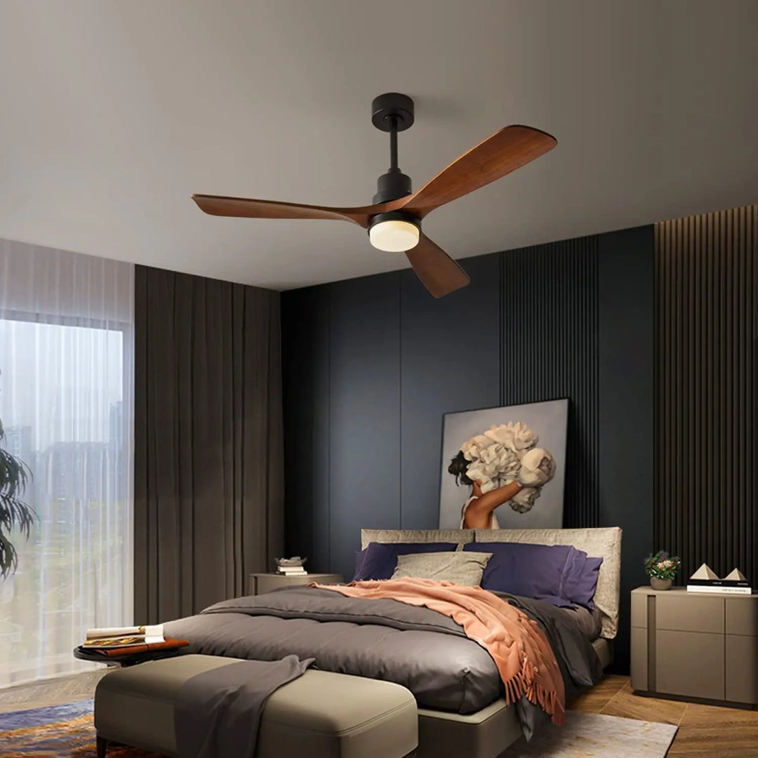 Industrial Ceiling Fans with Lights Remote Control Indoor Outdoor Wood Ceiling Fan with 3 Blade for Patio Living Room Bedroom