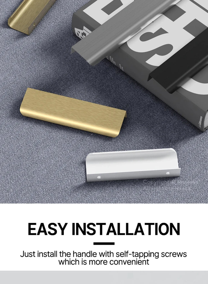 Hidden Cabinet Pulls Drawer Knobs Bedroom Door Handles Aluminum Alloy Kitchen Cupboard Door Pulls Furniture Handle Hardware