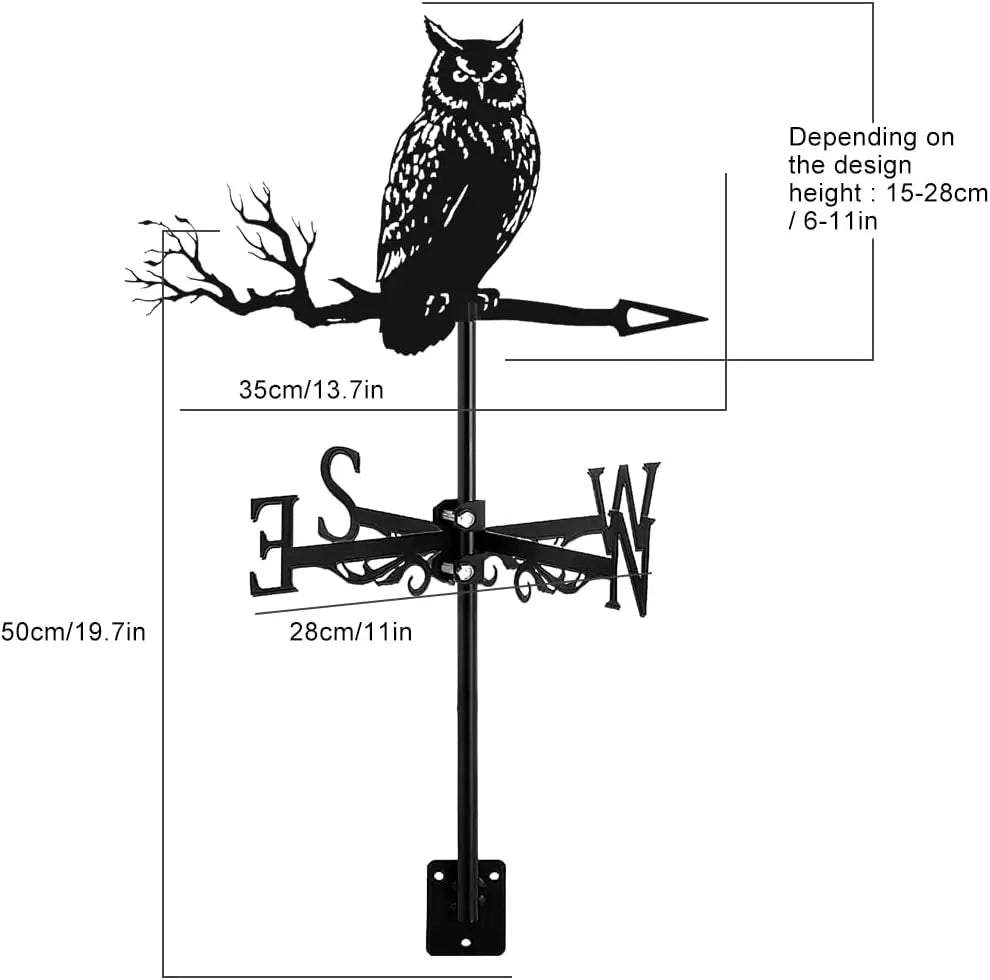 Owl Vane, Simulation Art, Home Decoration, Garden Outdoor Roof Vane, Simulation Animal, Garden Farm Sign Display, New, Iron Art