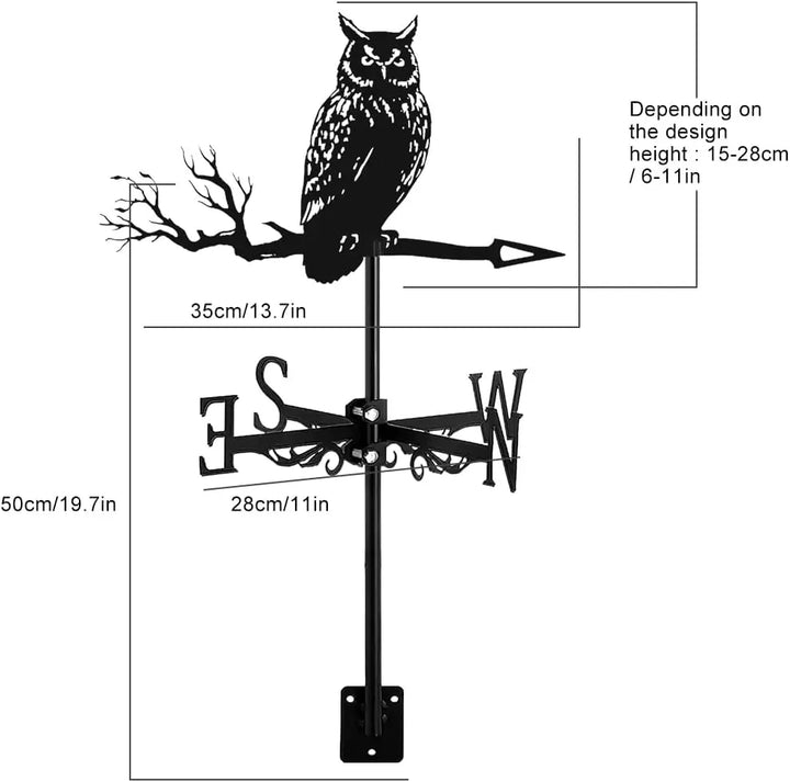 Owl Vane, Simulation Art, Home Decoration, Garden Outdoor Roof Vane, Simulation Animal, Garden Farm Sign Display, New, Iron Art