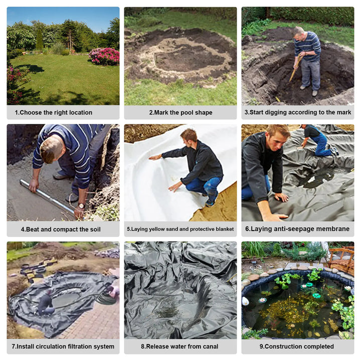 HDPE Pond Liners 20 Mil UV Resistant Easy Cutting, Pond Liner for Natural Looking Ponds, Waterfall, Koi Pondsand Water Garden