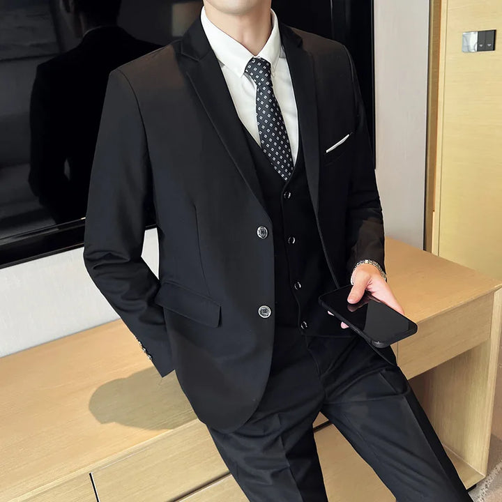 High Quality Business Casual Wedding (suit + Vest + Trousers) 2024 New Fashion Banquet Handsome Men's 3-piece Set  S-6XL