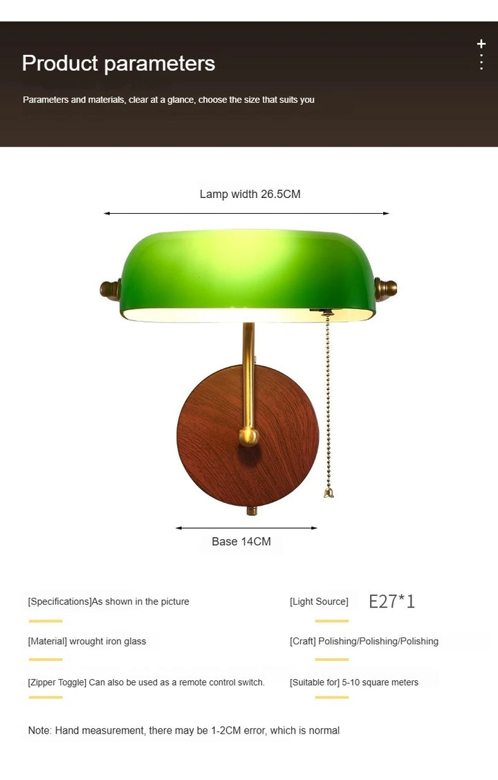 Retro Wall Lamp Entrance Courtyard Entrance Living Room Corridor Hotel Green Glass Cover Atmosphere Sconce
