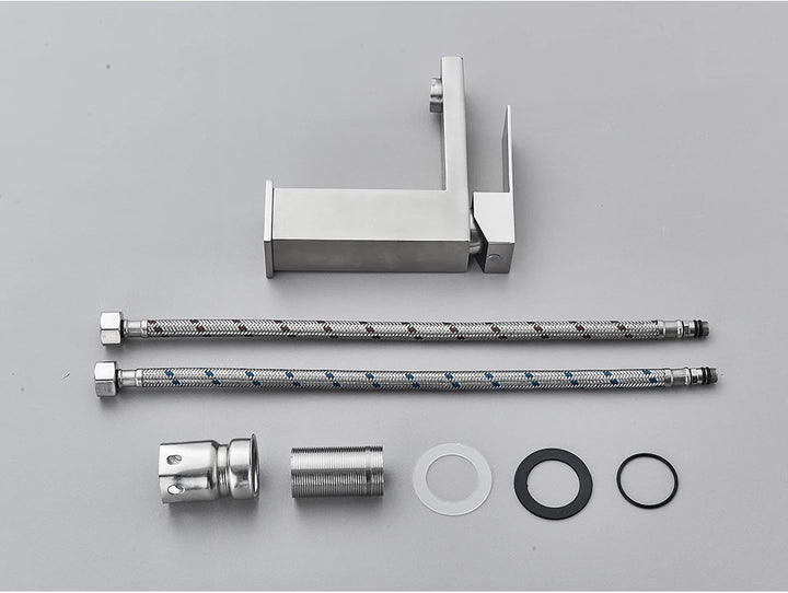 Brushed Nickel Basin Faucet Black Bathroom Faucet Deck Mounted Basin Sink Tap Mixer Hot & Cold Water Stainless Steel Faucet