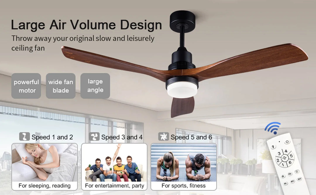 Industrial Ceiling Fans with Lights Remote Control Indoor Outdoor Wood Ceiling Fan with 3 Blade for Patio Living Room Bedroom