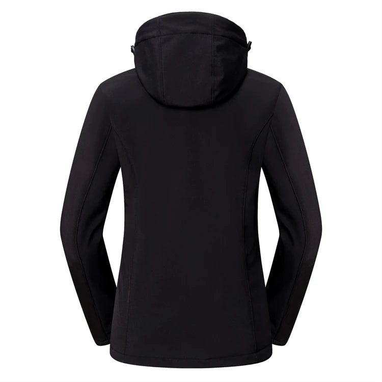 Customize LOGO Women Waterproof Softshell Jacket Outdoor Zipper Hiking Skiing Sports Cardigan Coats Fleece Liner Warm Hoody Tops