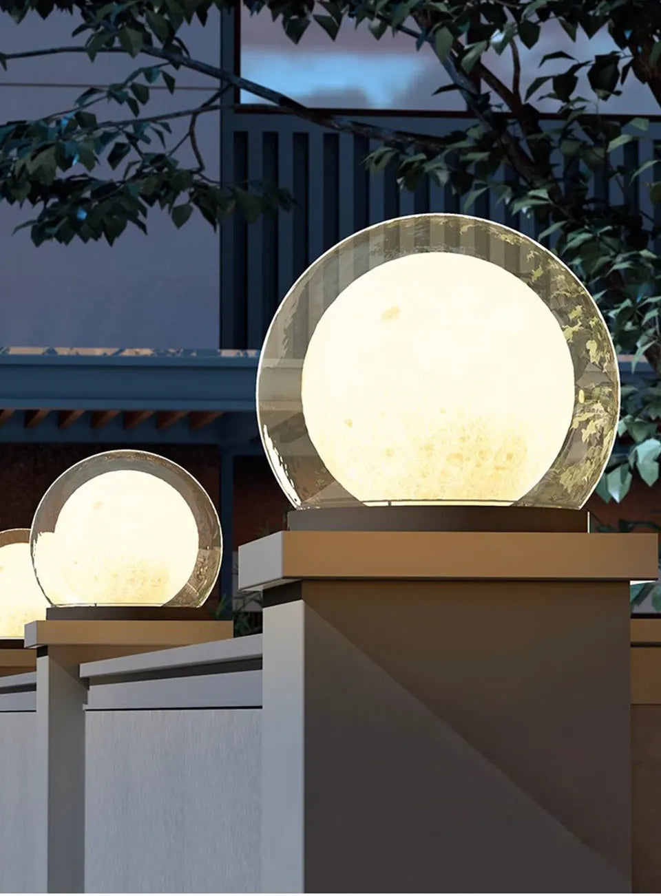 Creative Moon Pillar Lights Outdoor Waterproof LED Round Landscape  Garden, Courtyard Villa Lighting Fixture