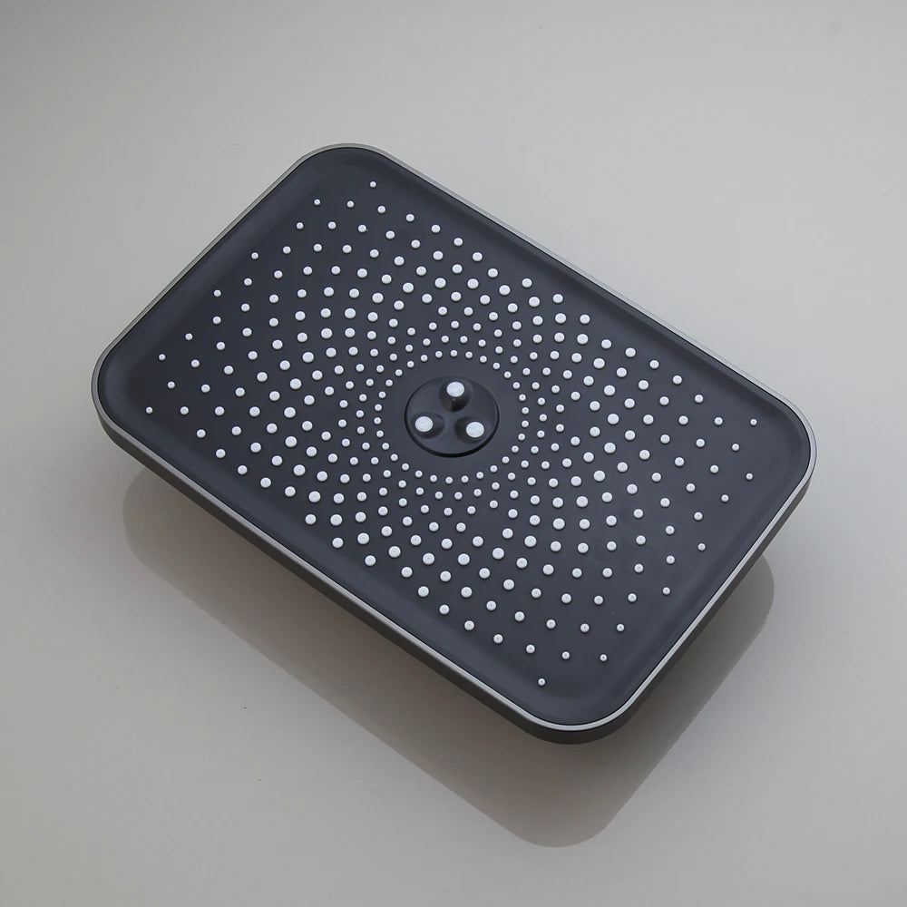 KEMAIDI Piano Key Shower Faucet Set Grey Shower System 4 Function Bathroom Rain Shower Combo Set Brass Bathtub Faucets Mixer