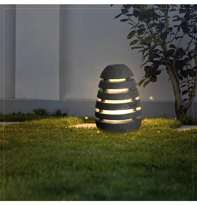Japanese Style Zen Temple Outdoor Simulation Egg Light Garden Villa Courtyard Outdoor Waterproof Lamp Landscape Led Lawn Lamp