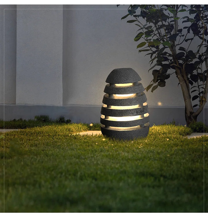 Japanese Style Zen Temple Outdoor Simulation Egg Light Garden Villa Courtyard Outdoor Waterproof Lamp Landscape Led Lawn Lamp