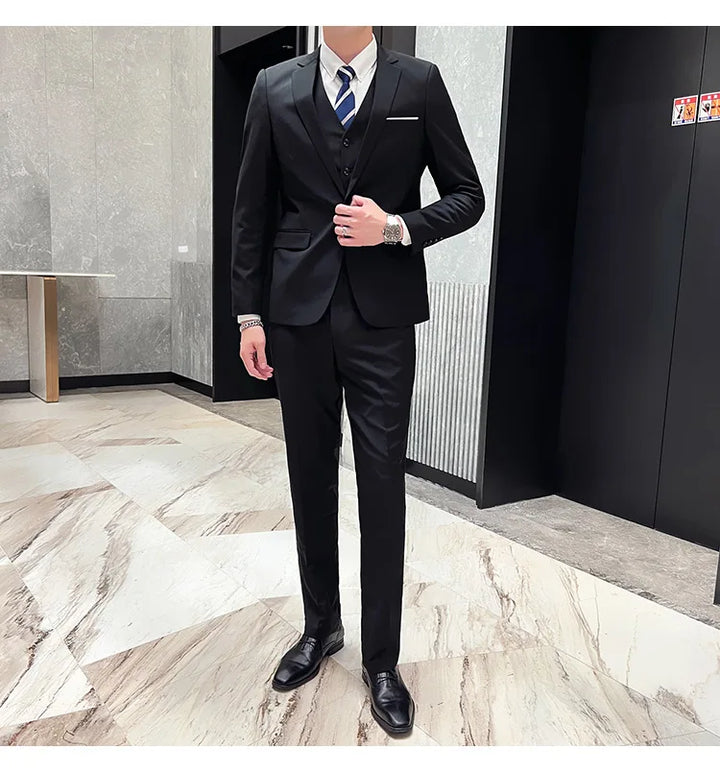 High Quality Business Casual Wedding (suit + Vest + Trousers) 2024 New Fashion Banquet Handsome Men's 3-piece Set  S-6XL