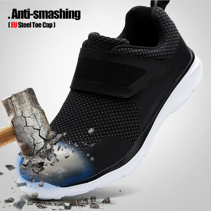 LARNMERN Men's Safety Shoes Steel Toe Construction Protective Footwear Lightweight 3D Shockproof Work Sneaker Shoes For Men