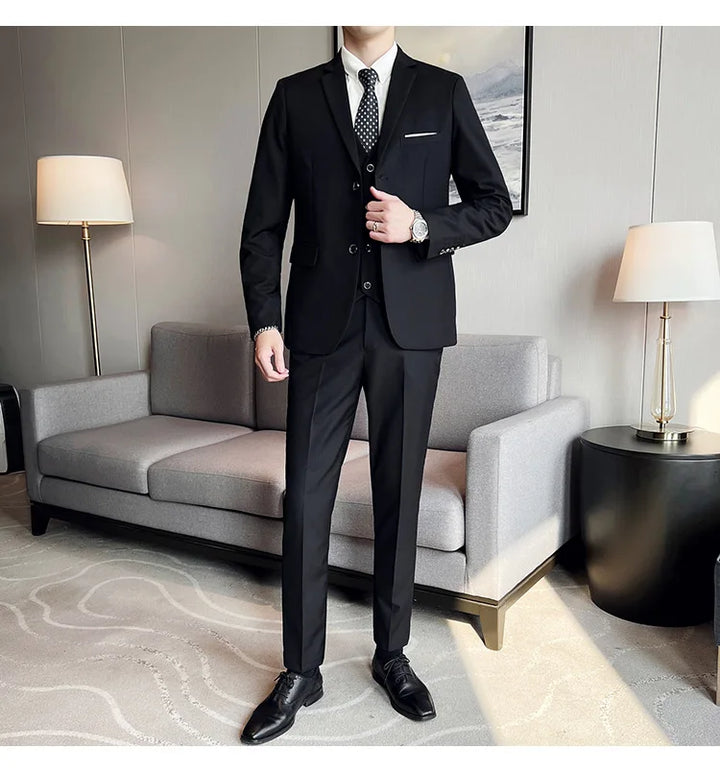 High Quality Business Casual Wedding (suit + Vest + Trousers) 2024 New Fashion Banquet Handsome Men's 3-piece Set  S-6XL