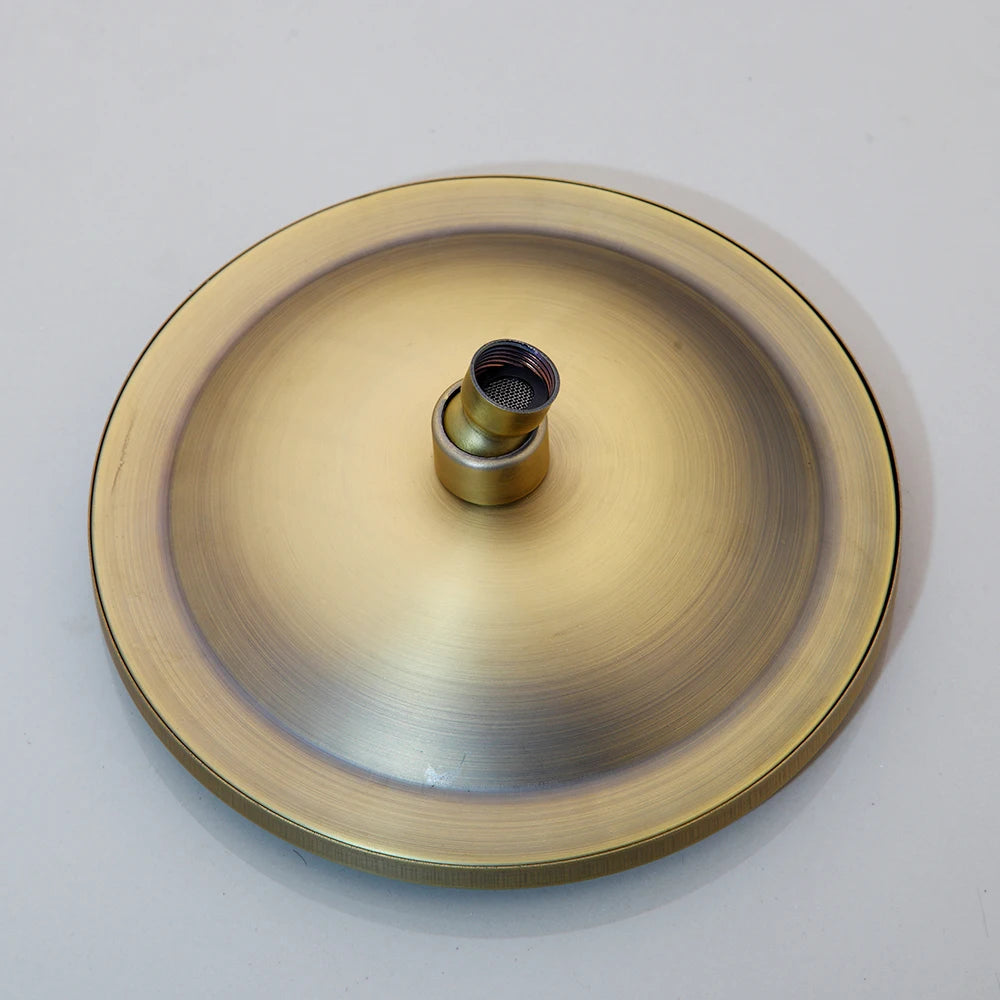 KEMAIDI Shower Faucet Sets 8 inch Antique Brass Round Rainfall Shower Head Wall Mounted Bathroom 2 Handles Shower Systerm