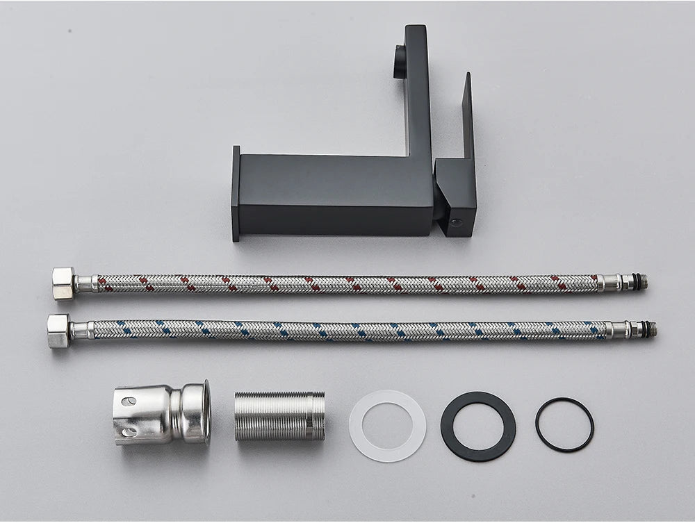 Brushed Nickel Basin Faucet Black Bathroom Faucet Deck Mounted Basin Sink Tap Mixer Hot & Cold Water Stainless Steel Faucet